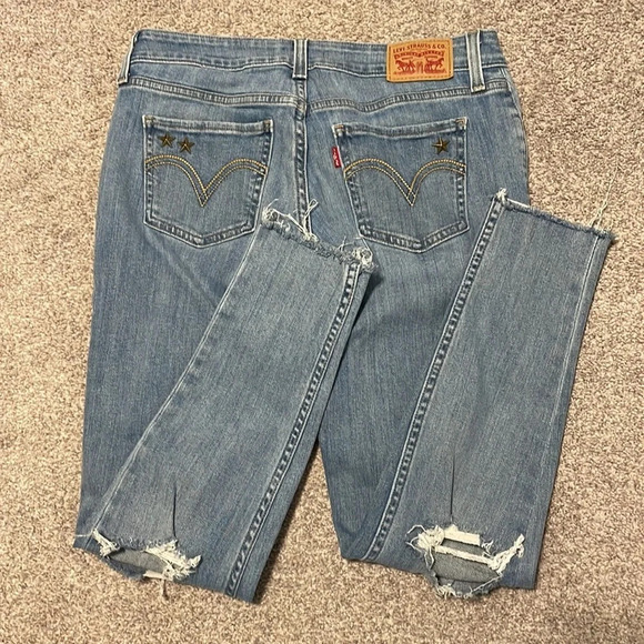 Levi’s 535 Super Skinny Jeans Star Studded Embroidered Hearts 28 - Picture 15 of 16